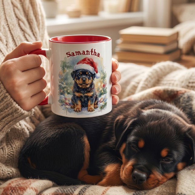 Personalized Rottweiler Puppy Christmas Mug (Creator Uploaded)