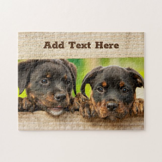 Personalized Rottweiler Puppy Dog Jigsaw Puzzle (Horizontal)