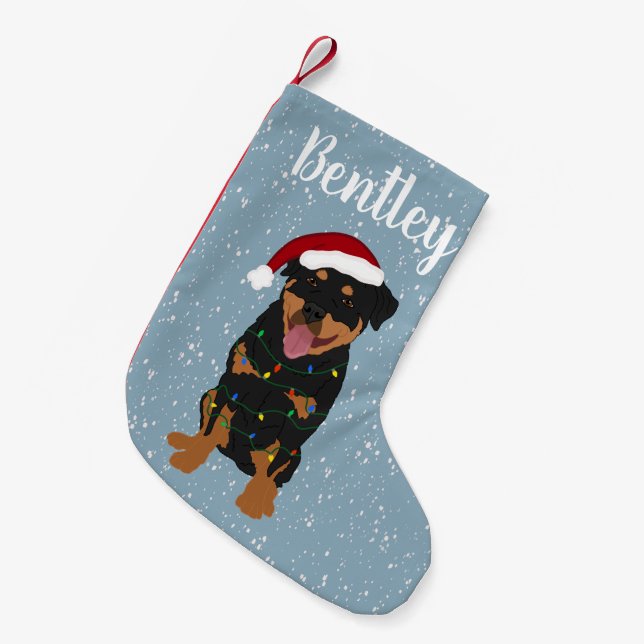 Personalized Rottweiler Small Christmas Stocking (Front (Hanging))