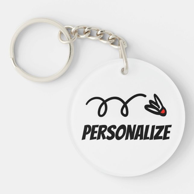 Personalized round acrylic badminton keychain (Front)