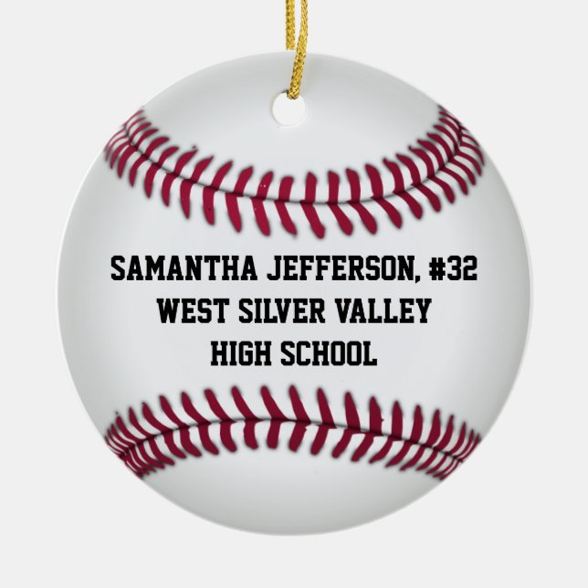 Personalized Round Baseball Sports Ornament (Front)