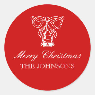 Personalized round Christmas bell gift stickers