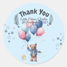 Personalized Round Circle Birthday Bear Balloons