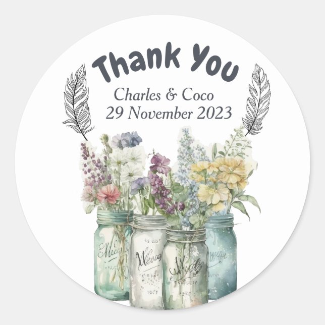 Personalized Round Circle Flora Classic Round Sticker (Front)
