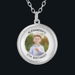 Personalized Round Family Birthday Photo Silver Plated Necklace<br><div class="desc">Create your own personalized white border photo keepsake necklace to remember for your child's special birthday. Customize the solid white background colour or the black text colour to match your photo. If you change the font type or size, you can fine tune the curvature of the text in small increments....</div>