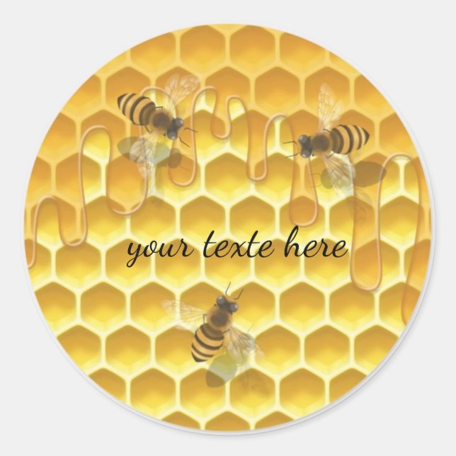 Personalized Round Honeycomb Bee Sticker | Custom  (Front)