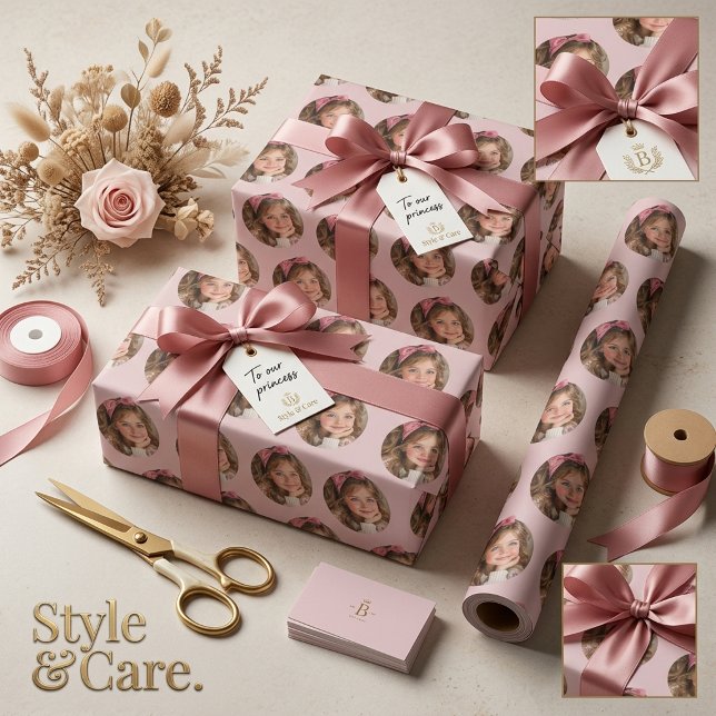 Personalized Round Image Pattern Soft Warm Blush Wrapping Paper (Personalized Round Image Pattern Soft Warm Blush Wrapping Paper)