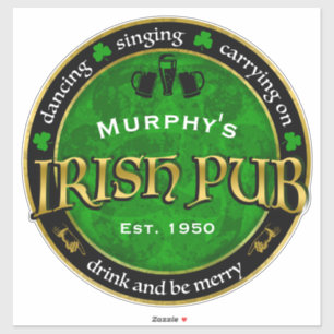 Personalized, Round Irish Pub Logo
