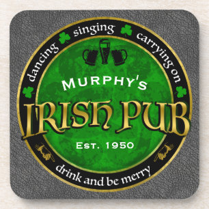 Personalized, Round Irish Pub Logo Coaster