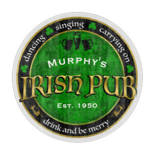 Personalized, Round Irish Pub Logo Cutting Board
