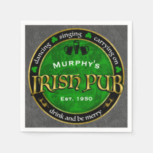 Personalized, Round Irish Pub Logo Napkin