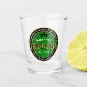 Personalized, Round Irish Pub Logo Shot Glass