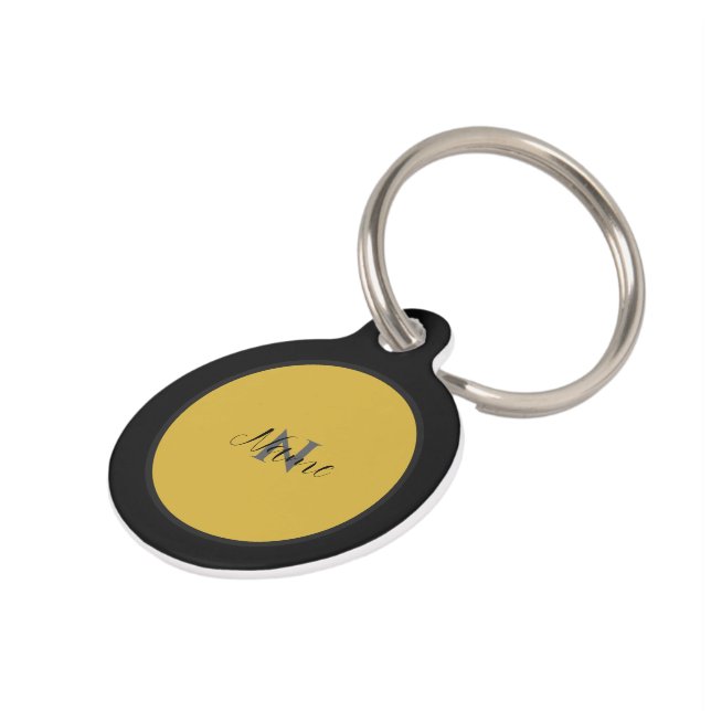 Personalized Round Pet Tag with Name and Monogram (Side)