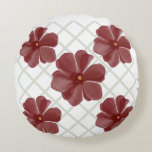 Personalized  round pillow<br><div class="desc">Add timeless, vintage charm to your life with this elegant floral lattice pattern. The design showcases beautifully shaded, painterly burgundy flowers set against a crisp, sage green diamond trellis background. Blending organic botanical art with clean geometric lines, this pattern is a perfect fit for Grandmillennial, Cottagecore, and home decor. It...</div>