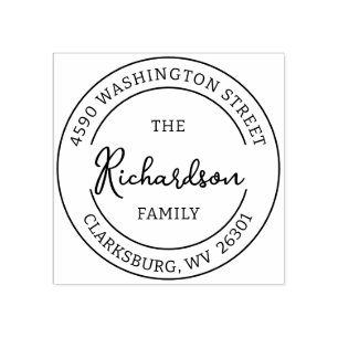 Personalized Round Return Address Rubber Stamp