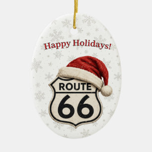 Personalized Route 66 Family Christmas Tradition Ceramic Ornament