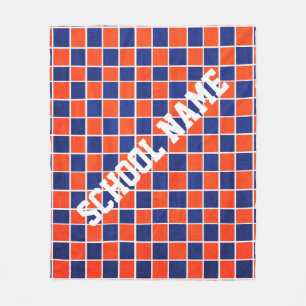 Personalized Royal Blue & Orange Chequered Blanket