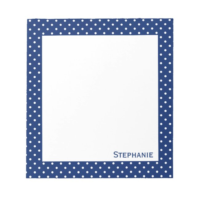 Personalized Royal Blue  Polka Dot Pattern Notepad (Front)
