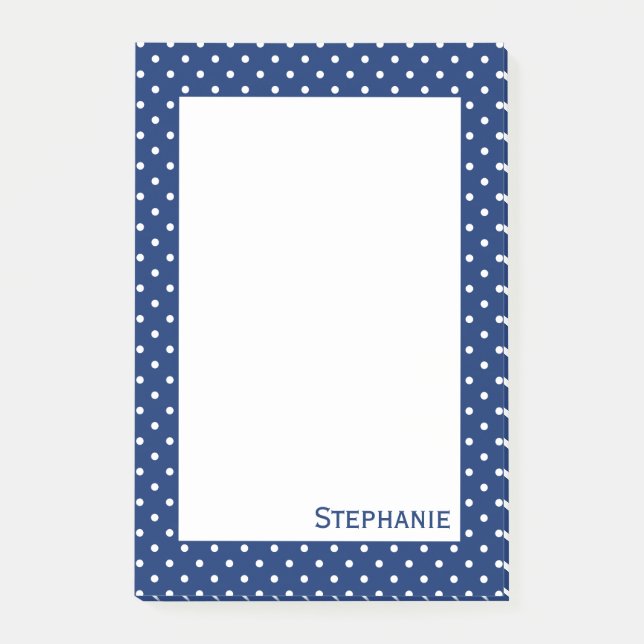 Personalized Royal Blue  Polka Dot Pattern Post-it Notes (Front)
