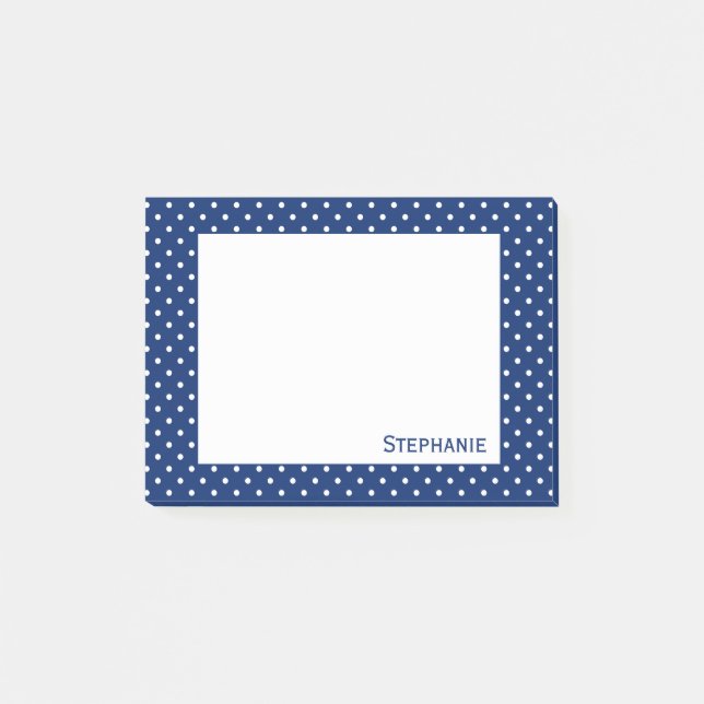 Personalized Royal Blue  Polka Dot Pattern Post-it Notes (Front)