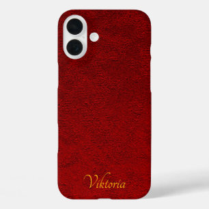 Personalized Royal Crimson Velvet Print iPhone 16 Plus Case