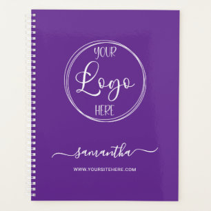Personalized Royal Purple and White Business Logo Planner