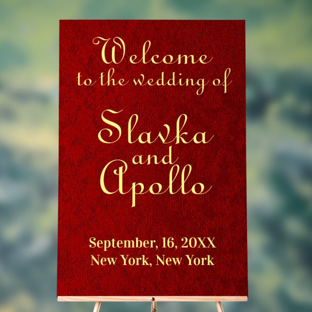 Personalized Royal Velvet Wedding Welcome Sign (Neutral)