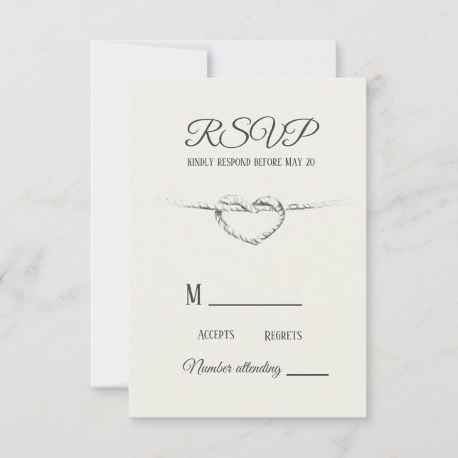 Personalized RSVP Tie the Knot card (Front)