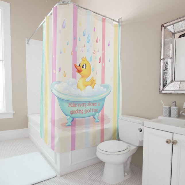 Personalized Rubber Duckie Kids Shower Curtain (In Situ)