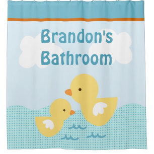 Personalized Rubber Duckies Kid's Shower Curtain
