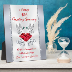 Personalized Ruby 40 year Anniversary Gift Ideas Plaque
