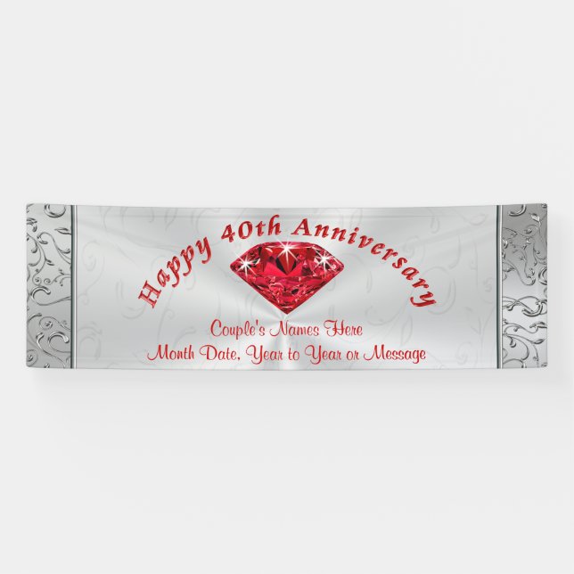 Personalized Ruby 40th Anniversary Banners (Horizontal)