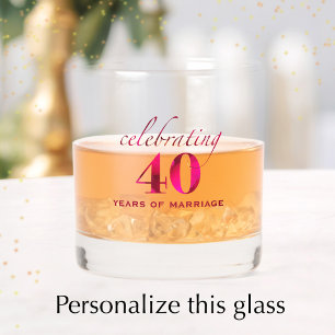 Personalized Ruby 40th Anniversary Keepsake Gift Whiskey Glass