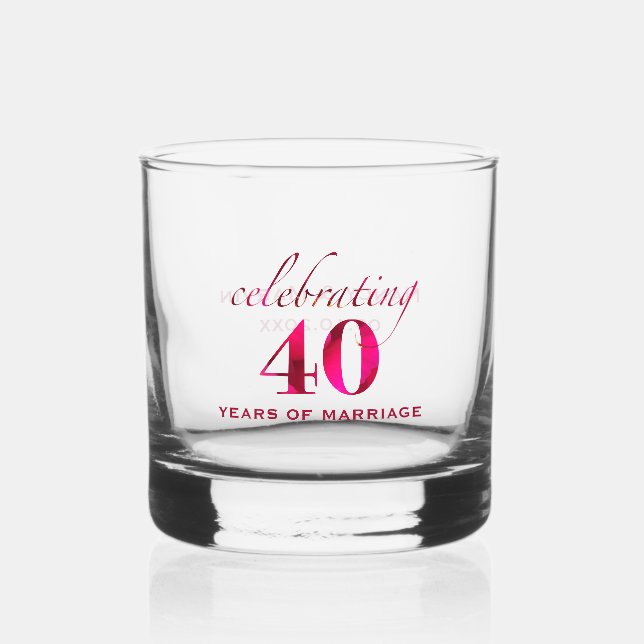 Personalized Ruby 40th Anniversary Keepsake Gift Whiskey Glass (Front)
