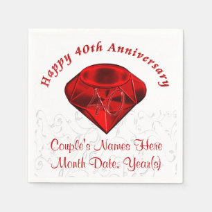 Personalized Ruby 40th Anniversary Napkins