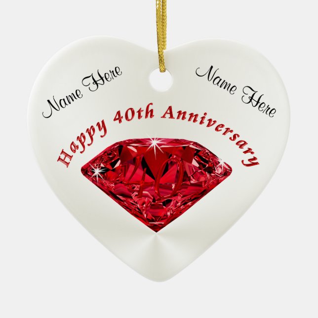 Personalized Ruby 40th Anniversary Ornaments (Front)