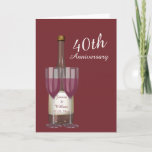 Personalized Ruby 40th Wedding Anniversary Card<br><div class="desc">Ruby wedding 40th anniversary greetings card,  add your own details to this card by placing names and dates onto the wine bottle,  this card features two wine glasses to represent the happy couple - ruby wedding day products from Ricaso 


original artwork©delightful-doodles.com</div>