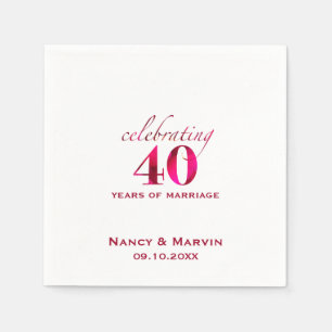 Personalized Ruby 40th Wedding Anniversary Party Napkin