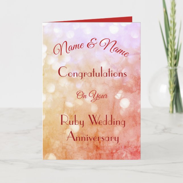Personalized Ruby Anniversary Greeting Card. Card (Front)