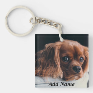 Personalized Ruby Cavalier King Charles Spaniel Keychain