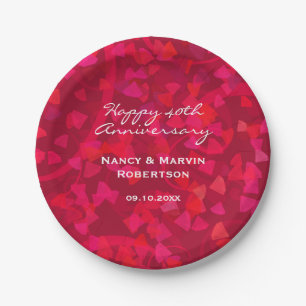 Personalized Ruby Gem Red 40th Anniversary Party Paper Plate