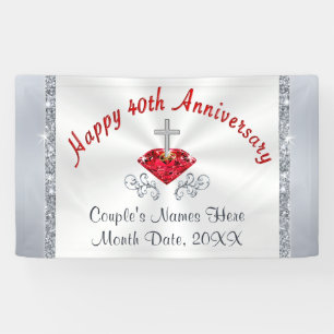 Personalized Ruby Happy 40th Anniversary Banner