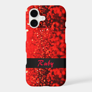 Personalized Ruby Red Glitter iPhone 7 Plus Case