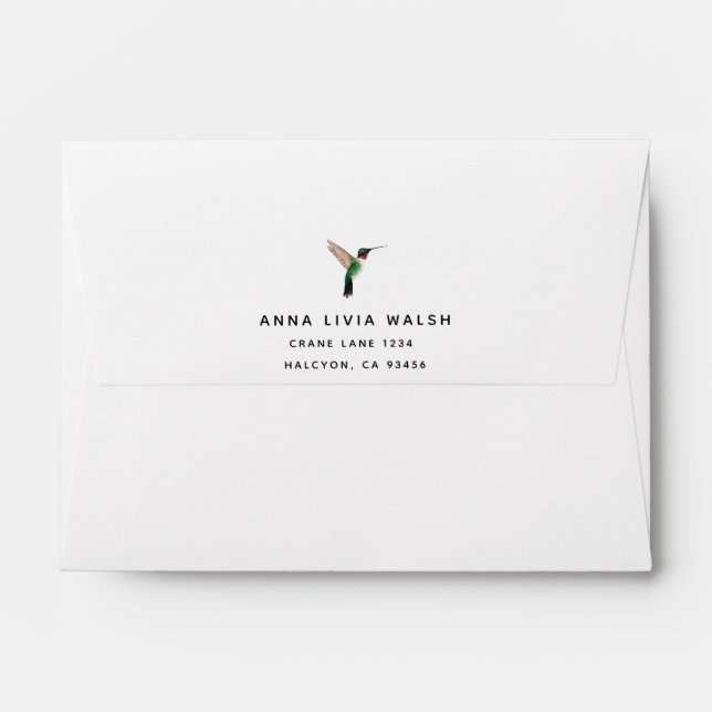 Personalized Ruby-throated Hummingbird Envelope (Back (Top Flap))