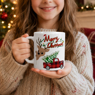Personalized Rudolph Merry Christmas Vintage Truck Coffee Mug