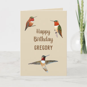 Personalized Rufous Hummingbirds Birthday Card