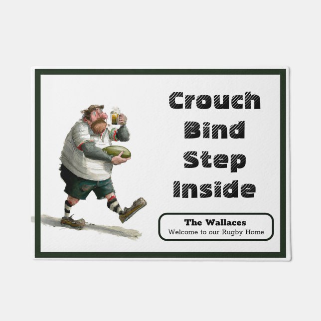  Personalized Rugby Enthusiast's Door Mat (Front)