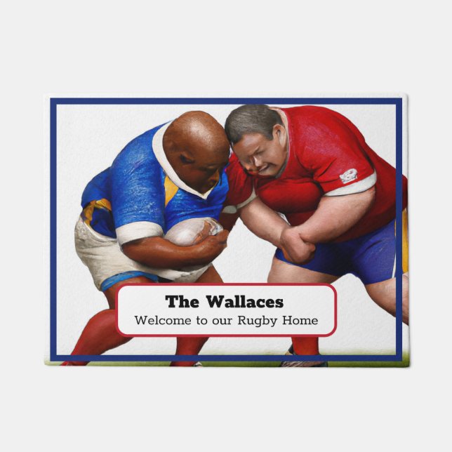  Personalized Rugby Enthusiast's Door Mat (Front)