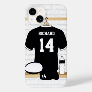 Personalized Rugby Jersey Black and White Case-Mate iPhone 14 Case