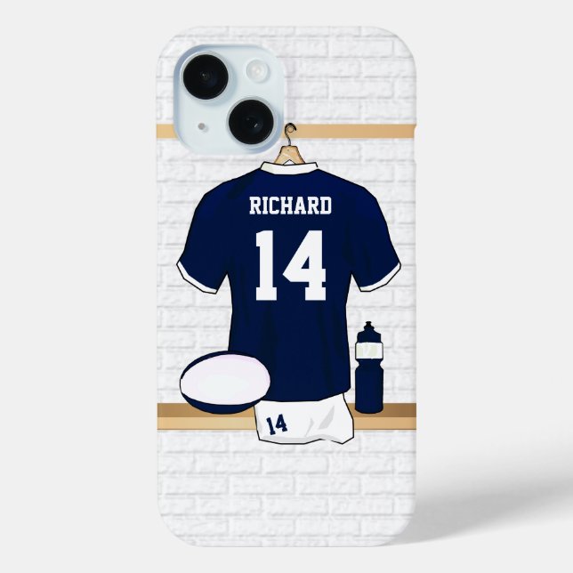 Personalized Rugby Jersey in locker room Case-Mate iPhone Case (Back)